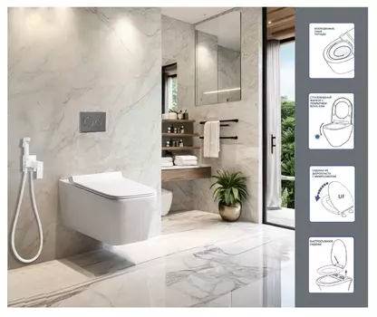 Унитаз подвесной Ceruttispa Viola Aria Tornado CT10583 безободковый, с сиденьем микролифт, белый