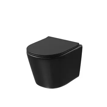 Унитаз подвесной Grossman GR-4477BMSQ безободковый, с сиденьем микролифт, черный матовый