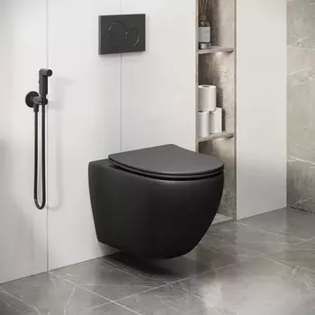 Унитаз подвесной Grossman Торнадо GR-4411BMSQ безободковый, с крышкой микролифт, черный матовый