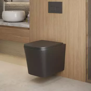 Унитаз подвесной Grossman Торнадо GR-4441BMSQ безободковый, с крышкой микролифт, черный матовый