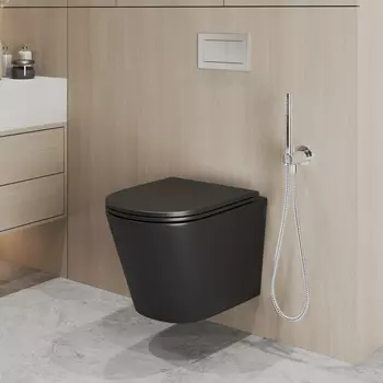 Унитаз подвесной Grossman Торнадо GR-4478BMSQ безободковый, с крышкой микролифт, черный матовый