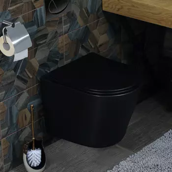 Унитаз подвесной Melana MLN-310302MB безободковый с сиденьем микролифт, матовый черный