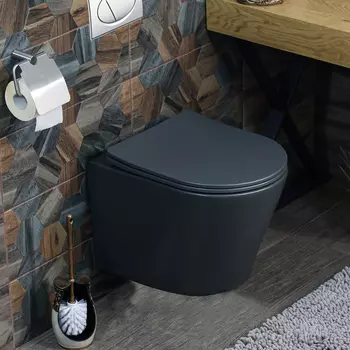 Унитаз подвесной Melana MLN-310302MDG безободковый с сиденьем микролифт, матовый темно серый