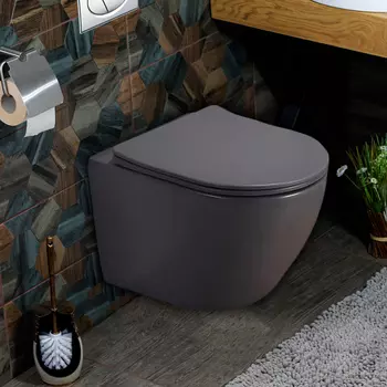 Унитаз подвесной Melana MLN-310303MDG безободковый с сиденьем микролифт, матовый темно серый