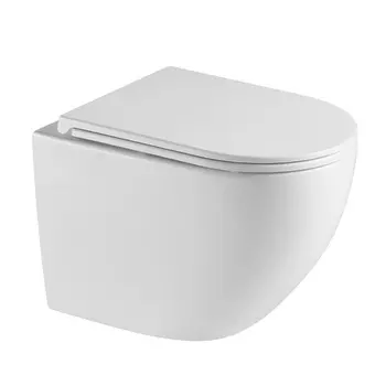 Унитаз подвесной Point Сатурн PN41901 безободковый, быстросъемное тонкое сиденье с микролифтом, белый