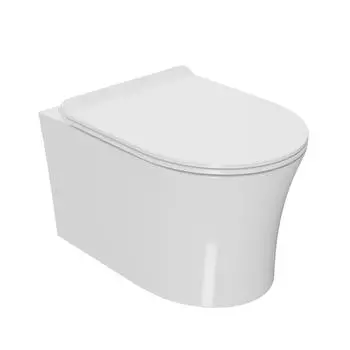 Унитаз подвесной Point Вега PN41711 безободковый, быстросъемное тонкое сиденье с микролифтом, белый