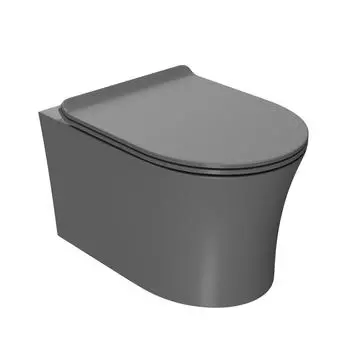 Унитаз подвесной Point Вега PN41711GM безободковый, быстросъемное тонкое сиденье с микролифтом, серый матовый
