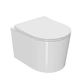 Унитаз подвесной Point Веста PN41701 безободковый, быстросъемное тонкое сиденье с микролифтом, белый