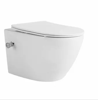 Унитаз подвесной с функцией биде CeramaLux 2196-BD белый, с крышкой микролифт, с функцией биде