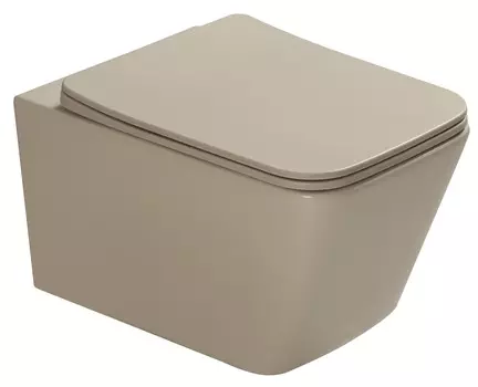 Унитаз подвесной SantiLine SL-5007BG безободковый, сиденье микролифт, бежевый матовый