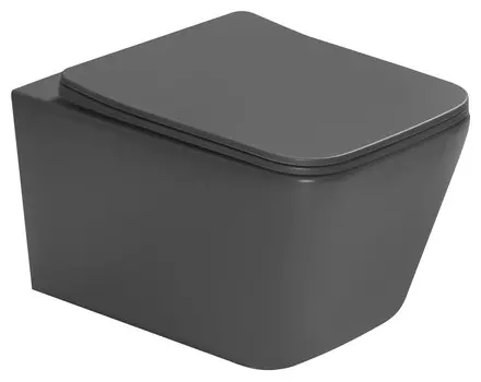 Унитаз подвесной SantiLine SL-5007DG безободковый, сиденье микролифт, темно-серый матовый