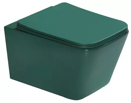 Унитаз подвесной SantiLine SL-5007G безободковый, сиденье микролифт, зеленый матовый