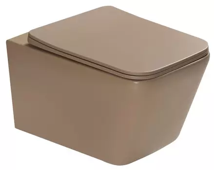 Унитаз подвесной SantiLine SL-5007KH безободковый, сиденье микролифт, коричневый матовый