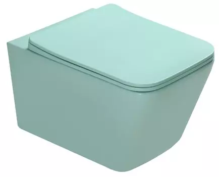 Унитаз подвесной SantiLine SL-5007LG безободковый, сиденье микролифт, светло-зеленый матовый