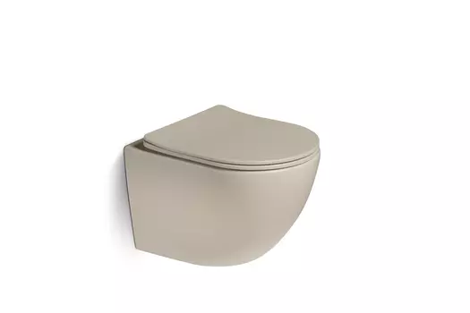 Унитаз подвесной SantiLine SL-5101 безободковый, сиденье микролифт, бежевый матовый