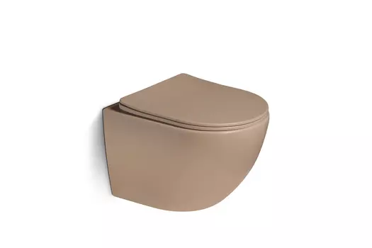 Унитаз подвесной SantiLine SL-5102 безободковый, сиденье микролифт, коричневый матовый