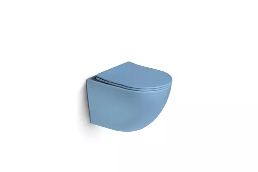 Унитаз подвесной SantiLine SL-5105 безободковый, сиденье микролифт, голубой матовый