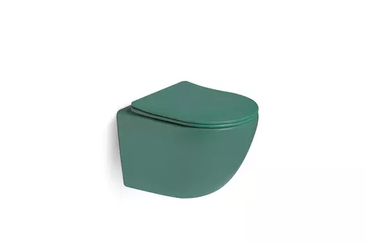 Унитаз подвесной SantiLine SL-5107 безободковый, сиденье микролифт, зеленый матовый