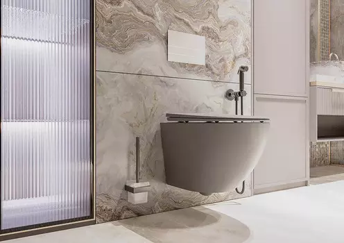 Унитаз подвесной Veconi Moro VMO-48TGr безободковый, с крышкой микролифт, серый