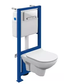 Унитаз с инсталляцией Cersanit City A64277 с крышкой микролифт и кнопкой хром