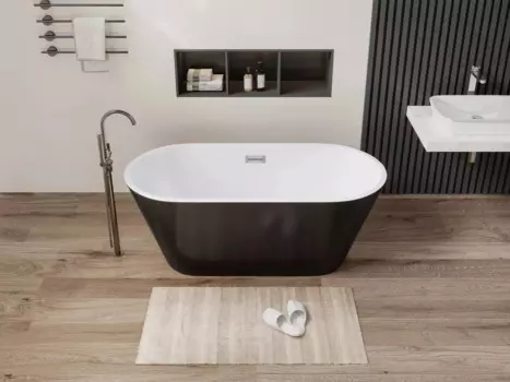 Ванна акриловая Ceruttispa Resia 170x75 CT10879 черная матовая снаружи, белая внутри