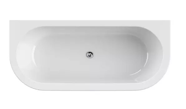 Ванна акриловая Cezares Slim 180х79 см SLIM WALL-180-80-60-NERO-SET со сливом-переливом, белая с черной матовой панелью