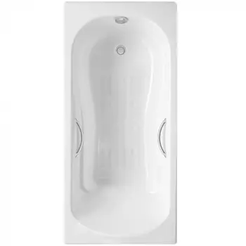 Ванна чугунная Delice Haiti Luxe 150x80 DLR230636R-AS с отверстиями под ручки и антискользящим покрытием, белая