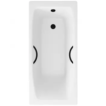 Ванна чугунная Delice Repos 150х70 DLR220507RB с черными матовыми ручками, белая