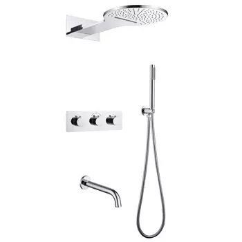 Встраиваемая душевая система Abber Wasser Kreis AF8150 хром, с термостатом, с изливом для ванны