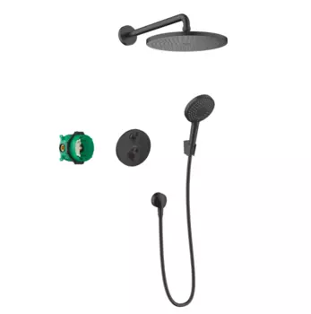 Встраиваемая душевая система Hansgrohe Croma 27961670 черная матовая, с термостатом, без излива
