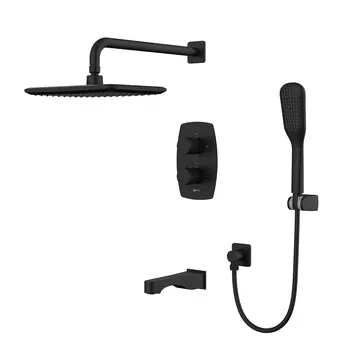 Встраиваемая душевая система Lemark Ursus LM7242BL черная матовая, с термостатом и изливом