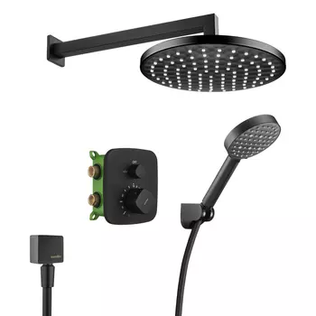 Встраиваемая душевая система Swedbe Platta 5564B с термостатом, без излива, черная