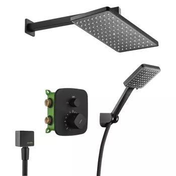 Встраиваемая душевая система Swedbe Platta 5565B с термостатом, без излива, черная