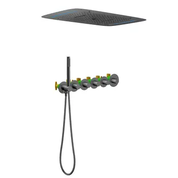 Встраиваемая душевая система Timo Saona SX-2319/18SM черное золото, с термостатом, без излива
