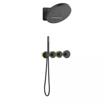 Встраиваемая душевая система Timo Saona SX-2329/03SM черная матовая, с термостатом, без излива