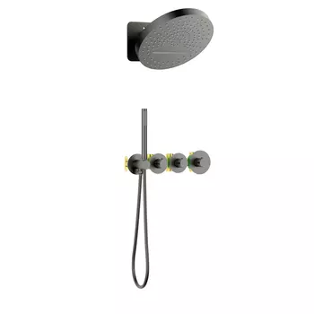 Встраиваемая душевая система Timo Saona SX-2329/18SM черное золото, с термостатом, без излива