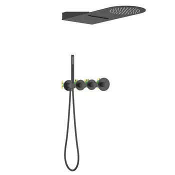 Встраиваемая душевая система Timo Saona SX-2350/03SM черная матовая, с термостатом, без излива