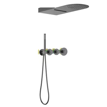 Встраиваемая душевая система Timo Saona SX-2350/18SM черное золото, с термостатом, без излива