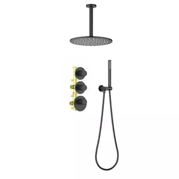 Встраиваемая душевая система Timo Saona SX-2399/03SM черный матовый, с термостатом, без излива