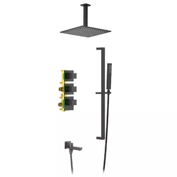 Встраиваемая душевая система Timo Selene SX-2239/03SM черная матовая, с термостатом, с изливом