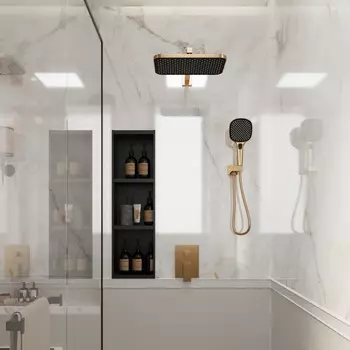 Встраиваемая душевая система Veconi Avella AV-410-G-C4 без излива, золото брашированное