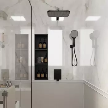 Встраиваемая душевая система Veconi Avella AV-410-B-C4 без излива, чёрная матовая