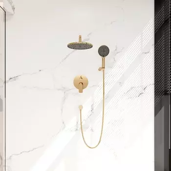 Встраиваемая душевая система Veconi Teora TE-500-G-C4 без излива, золото брашированное