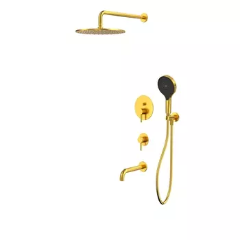 Встраиваемая душевая система Whitecross Y YSET07TOPGLB с изливом, золото брашированное