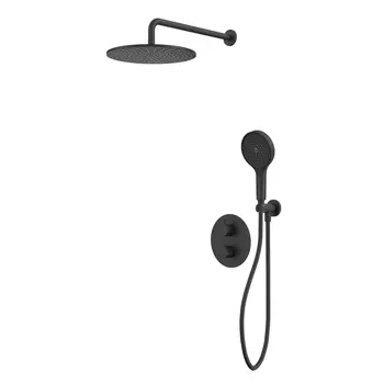 Встраиваемая душевая система Whitecross Y YSET08TOPBL с термостатом, без излива, черная матовая