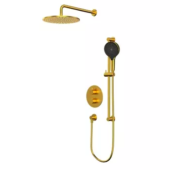 Встраиваемая душевая система Whitecross Y YSET09TOPGLB с термостатом, без излива, золото брашированное