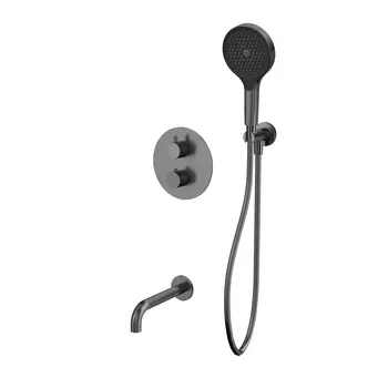 Встраиваемая душевая система Whitecross Y YSET10TOPGM с термостатом и изливом, оружейная сталь