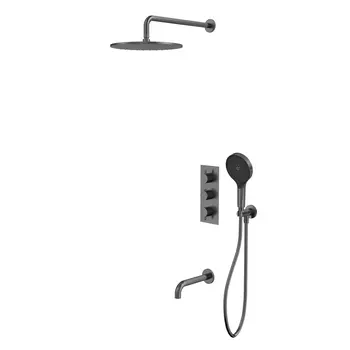 Встраиваемая душевая система Whitecross Y YSET11TOPGM с термостатом и изливом, оружейная сталь