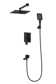 Встраиваемая душевая система WONZON & WOGHAND EDGE WW-88939003-MB матовая черная, с изливом
