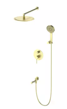 Встраиваемая душевая система WONZON & WOGHAND STICK WW-88939017-BG брашированное золото, с изливом и термостатом